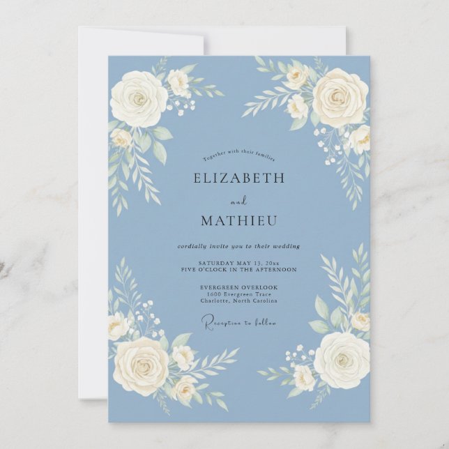 Invitation Mariage peint en blanc barbeau (Devant)
