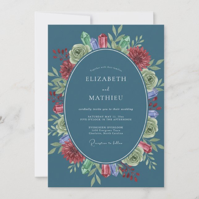 Invitation Mariage Peint en Bourgogne Ardoise (Devant)