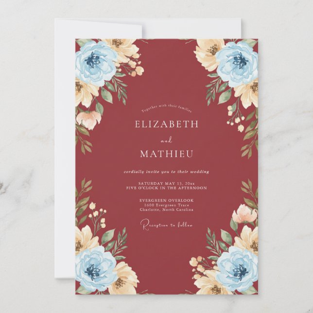 Invitation Mariage peint en Champagne Bourgogne (Devant)