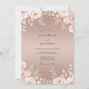 Invitation Mariage peint en corail poussiéreux