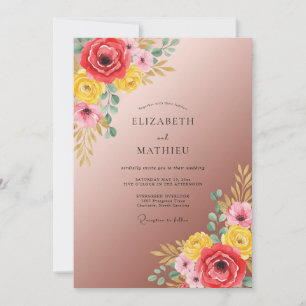 Invitation Mariage peint en cramoisi mauve doux