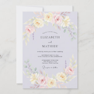 Invitation Mariage peint en crème de lilas