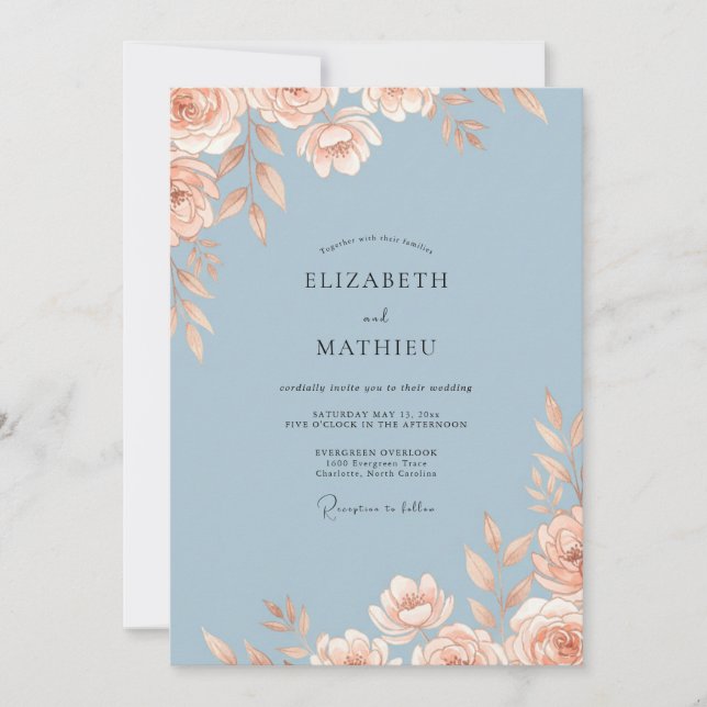 Invitation Mariage Peint en Cuivre sur Ardoise (Devant)