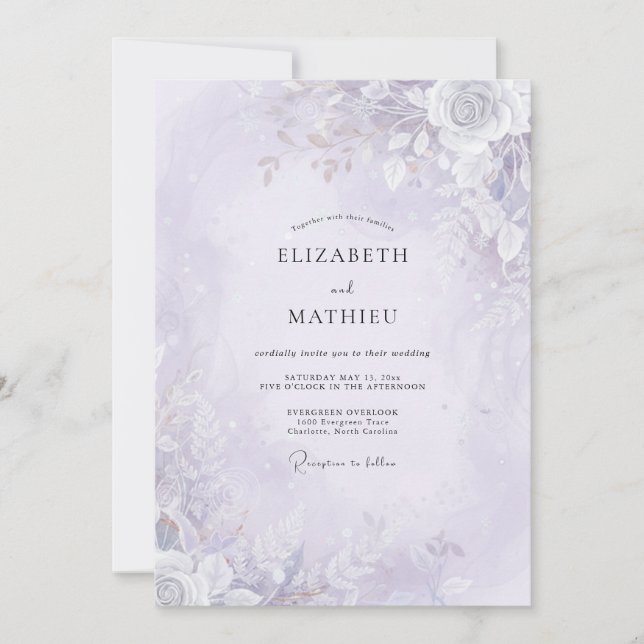 Invitation Mariage peint en lavande pâle (Devant)