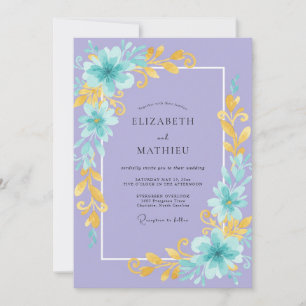 Invitation Mariage Peint en Lilas Aqua
