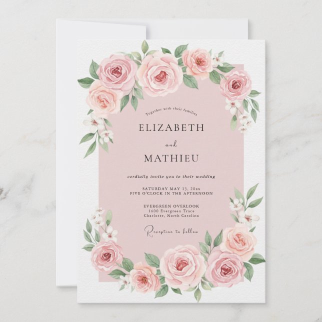 Invitation Mariage peint en mauve pâle (Devant)