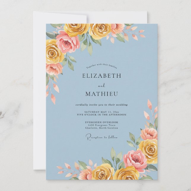 Invitation Mariage peint en or acier (Devant)