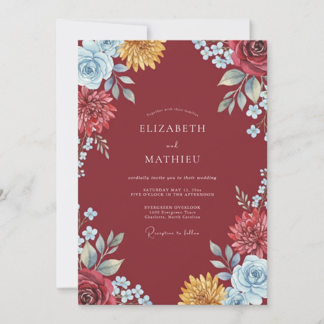 Invitation Mariage Peint en Or et Marron (Devant)