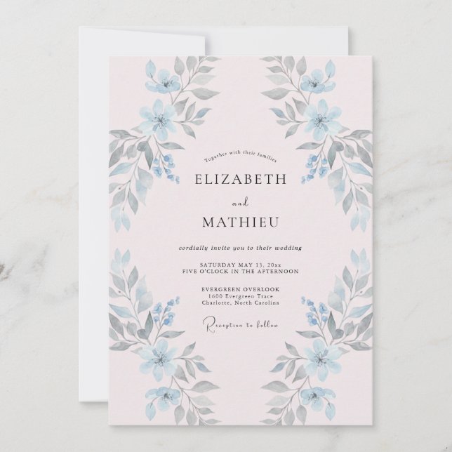 Invitation Mariage peint en rose pâle Celeste (Devant)