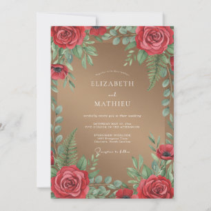 Invitation Mariage peint en rouge carmin tan