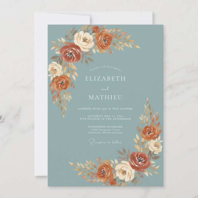 Invitation Mariage Peint en Terre Cuite Chaude Ardoise (Devant)