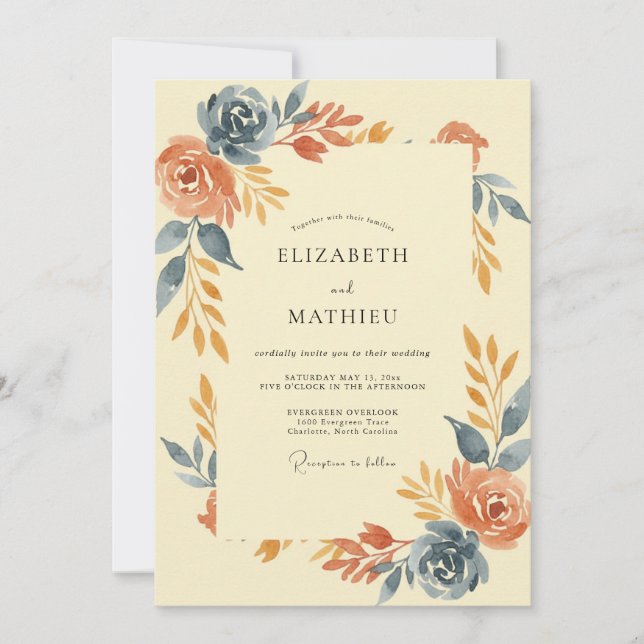 Invitation Mariage Peint en Terre Cuite d'Ardoise (Devant)