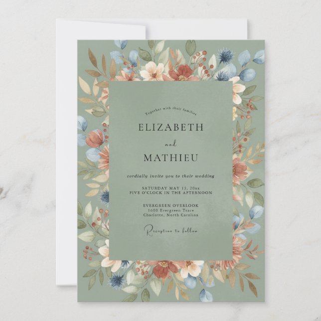 Invitation Mariage Peint en Terre Cuite Moussu (Devant)