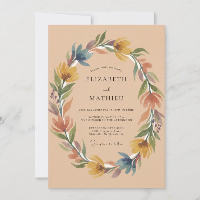 Invitation Mariage peint en terre cuite ocre (Devant)
