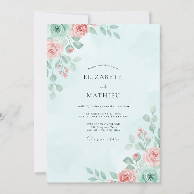 Invitation Mariage peint glace pêche (Devant)