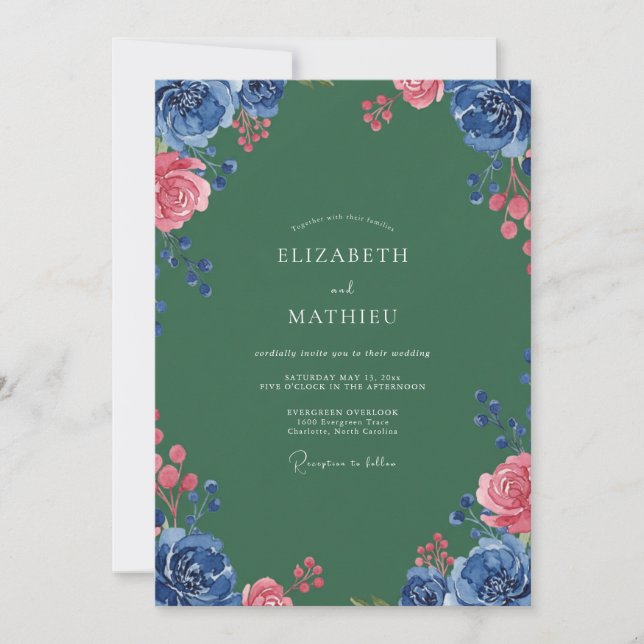 Invitation Mariage peint Hunter Coral (Devant)