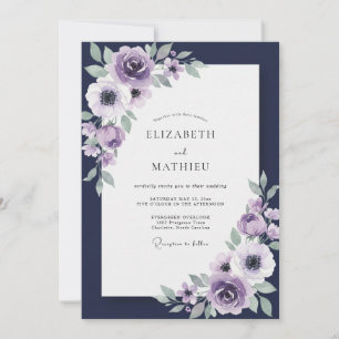 Invitation Mariage peint indigo violet