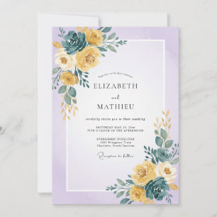 Invitation Mariage peint jaune sarcelle