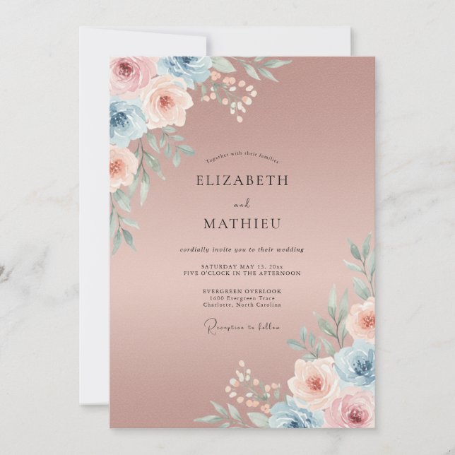 Invitation Mariage peint Mauve Assourdi (Devant)