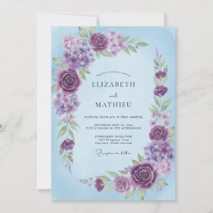 Invitation Mariage peint sous un ciel lilas