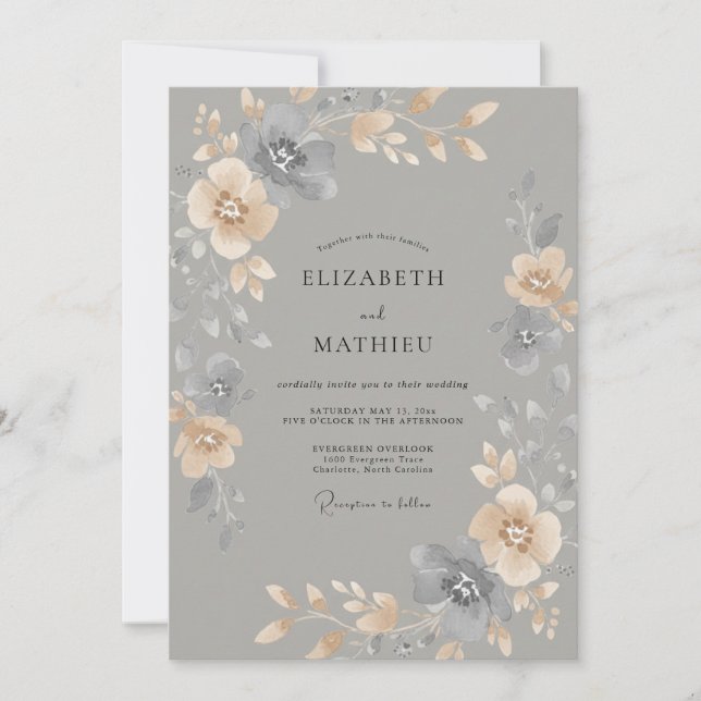 Invitation Mariage Peint sur Ardoise Champagne (Devant)