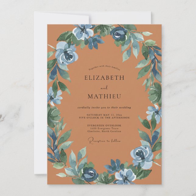 Invitation Mariage Peint sur Ardoise Terracotta (Devant)