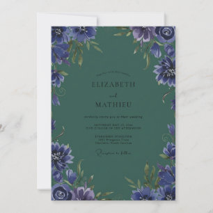 Invitation Mariage peint sur ardoise violette au clair de lun