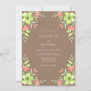 Invitation Mariage Peint Taupe Chartreuse