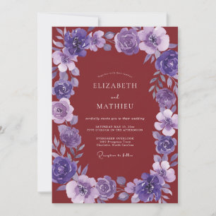 Invitation Mariage peint violet Bourgogne