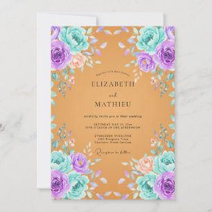 Invitation Mariage peint violet miel
