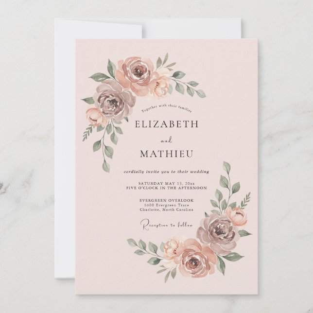 Invitation Mariage peintre à la fleur de pêcher (Devant)