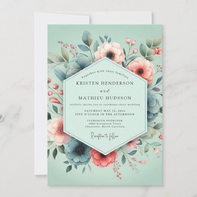 Invitation Mariage Peintre aux Teintes de Sauge (Devant)