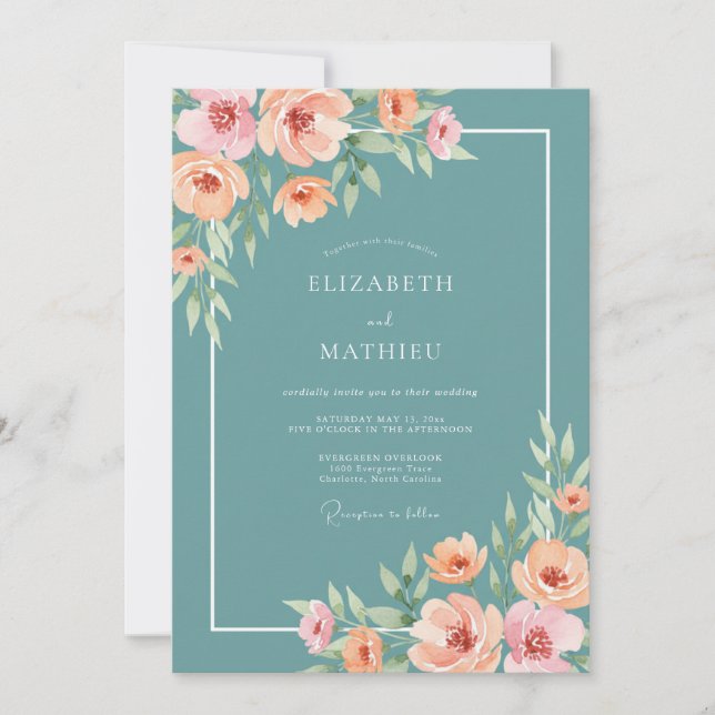 Invitation Mariage peintre de la Fleur de Thé (Devant)