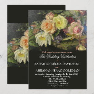 Invitation Mariage Peinture Tole Romantique Antique Sombre Hu