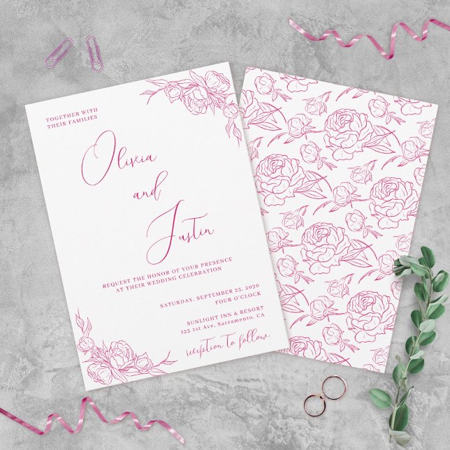 Invitation Mariage Peony Elegance (Créateur téléchargé)