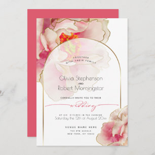 Invitation MARIAGE Peony Rose de corail exotique