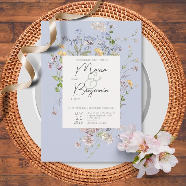 Invitation Mariage périphérique Boho Fleurs sauvages Delicate (Créateur téléchargé)