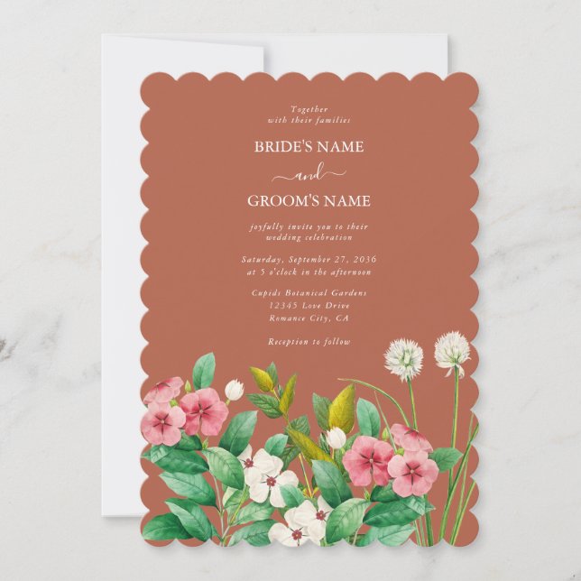 Invitation Mariage Periwinkle Orange Terracotta Brûlé (Devant)