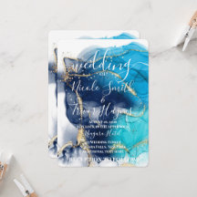 Mariage personnalisé à l'encre alcoolique Bleu Or