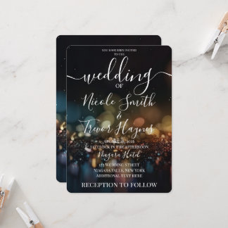 Invitation Mariage personnalisé avec Bokeh et paillettes sarc