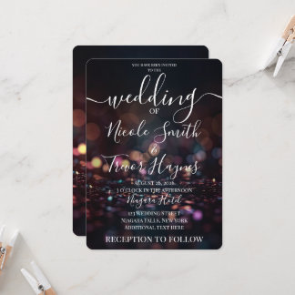 Invitation Mariage personnalisé avec des étincelles de bokeh 