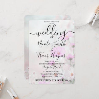 Invitation Mariage personnalisé avec des fleurs roses simples