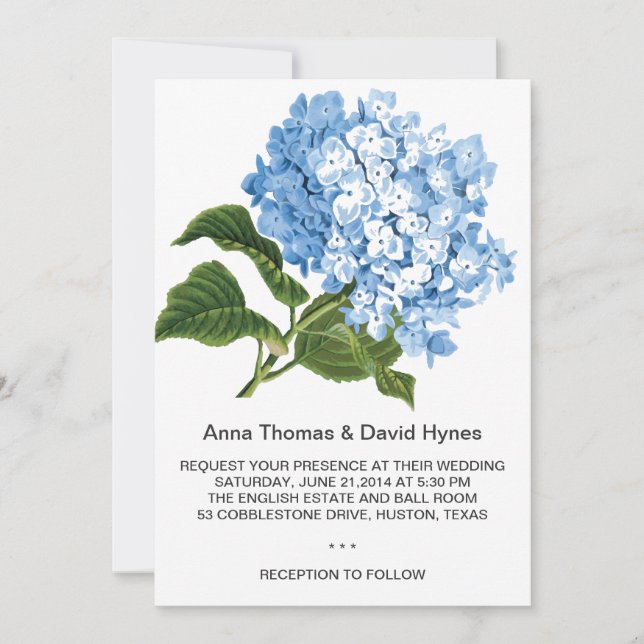 Invitation Mariage PERSONNALISÉ BLUE HYDRANGEA PERSONNALISÉ (Devant)