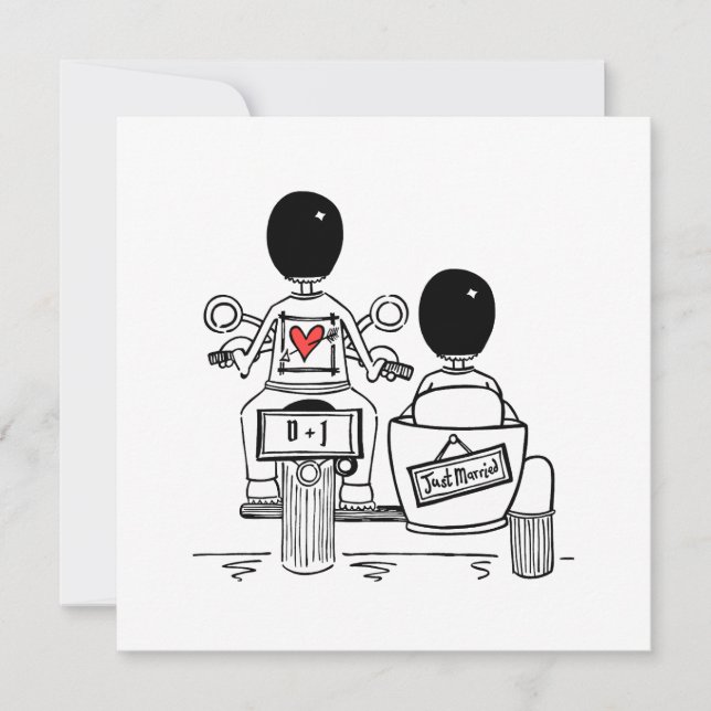 Invitation Mariage personnalisé de deux mariés en moto et sid (Devant)