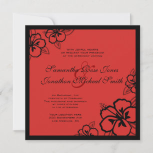 Invitation Mariage personnalisé des fleurs d'hibiscus rouges 