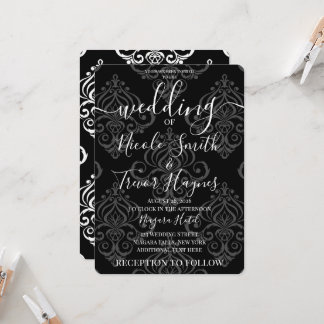 Invitation Mariage personnalisé en damas noir et blanc