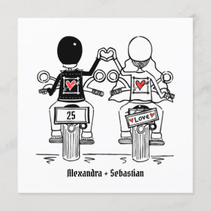 Invitation Mariage personnalisé moto anniversaire de bikers