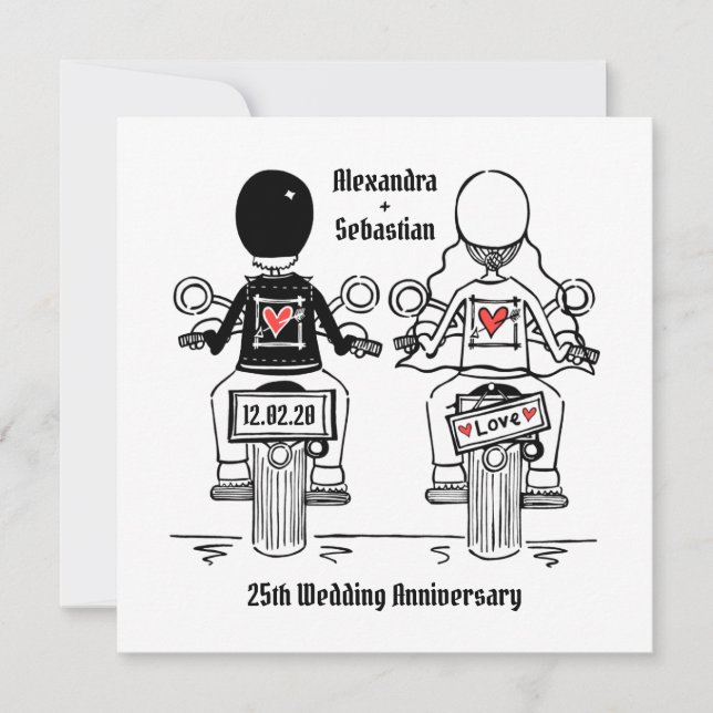 Invitation Mariage personnalisé moto d'anniversaire de motard (Devant)