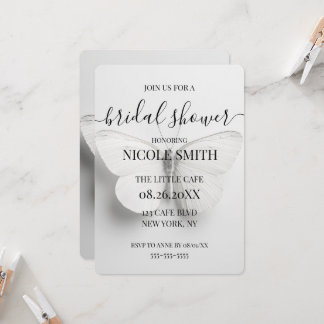 Invitation Mariage personnalisé papillon blanc Shower