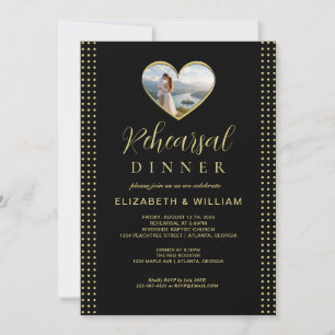 Invitation Mariage personnalisé pois dorés et noirs